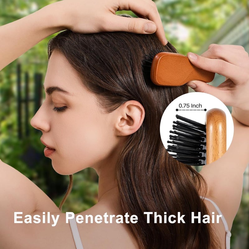 RHOS Mini Hair Brush for Women,Men and Kids-Travel Size Hair Brush for Purse,Pocket,backpack-Small Cushion Paddle Brush with Soft Bristles-Mini Detangler Brush for All Hair Types(1 Pack-Beech) - Image 5